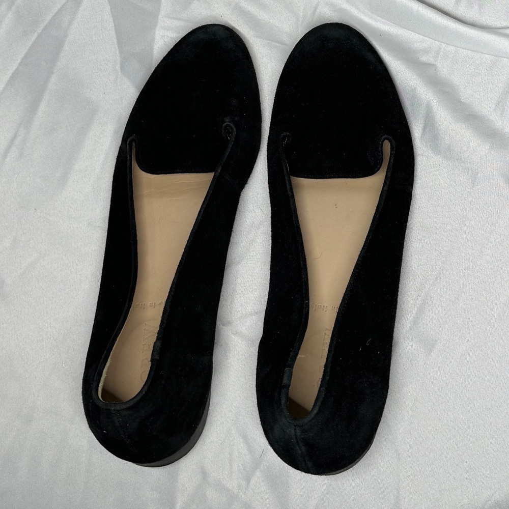 J. Crew Black Suede Smoking Loafer Flat Shoes Size 6.5 - Picture 4 of 16